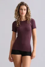 Mısırlı Modal By TENCEL VICTORIA Bisiklet Yaka Fanila / T-Shirt Mor