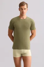 Mısırlı BAMBOO ZEUS LUXURY Regular Fit Crew Neck Undershirt/T-Shirt Khaki Olive