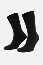Chaussettes noires pour hommes en bambou, sans élastique, adaptées aux diabétiques.