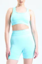 Mısırlı Women's Hip Shaping Bralette-Shorts Leggings Set, Aqua Green