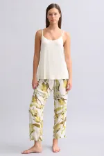 Mısırlı Kadın Dokuma Dar Paça Pantolon Yeşil