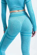 Mısırlı Kadın Kalça Toparlayıcı Çemberli Crop-Tayt Takım Petrol Yeşili