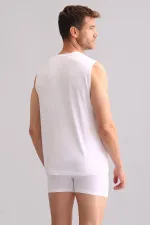 Mısırlı BAMBOO ZEUS Regular Fit Crew Neck Athletic Tank Top / T-Shirt White