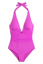 Mısırlı Aksesuarlı Boyundan Bağlı Mayo Fuşya