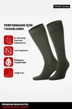 Chaussettes hautes unisexes en coton biologique égyptien, kaki, pour aviateur et pilote, avec technologie de serrage spéciale.