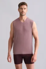 Mısırlı BAMBU ZEUS Regular Fit V Yaka Sporcu Atlet / T-Shirt Lavender