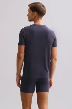 Débardeur/T-shirt ZEUS LUXURY en coton biologique égyptien, coupe classique, col en V, anthracite