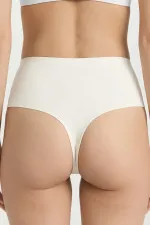 Egyptian Laser Cut High Waist Thong, Ecru