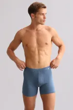 Mısırlı ORGANIC Cotton ZEUS LUXURY Regular Fit Metal Emblem Long Boxer Shorts Navy Blue