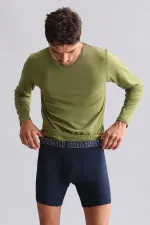 Mısırlı Modal By TENCEL HERCULES Slim Fit V-Neck Long-Sleeve Undershirt/T-Shirt Khaki