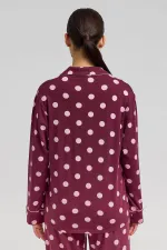 Mısırlı Women's Modal Polka Dot Pajama Set Burgundy