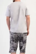 Ensemble Capri à manches courtes en coton pour homme, gris pierre, de style égyptien