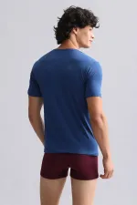 Débardeur/T-shirt à col V ajusté en modal égyptien TENCEL HERCULES bleu marine