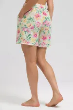 Mısırlı Kadın Dokum Çiçekli Mini Şort Çok Renkli