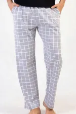 Pantalon égyptien pour homme en coton à carreaux gris clair