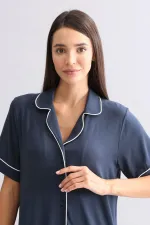 Mısırlı Kadın Modal Gecelik Gece Mavisi