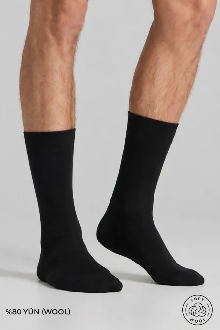 Men's Wool Single Derby Socks Black