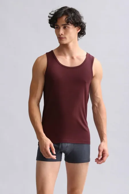 Mısırlı Modal By TENCEL HERCULES Slim Fit Basic Atlet Bordo