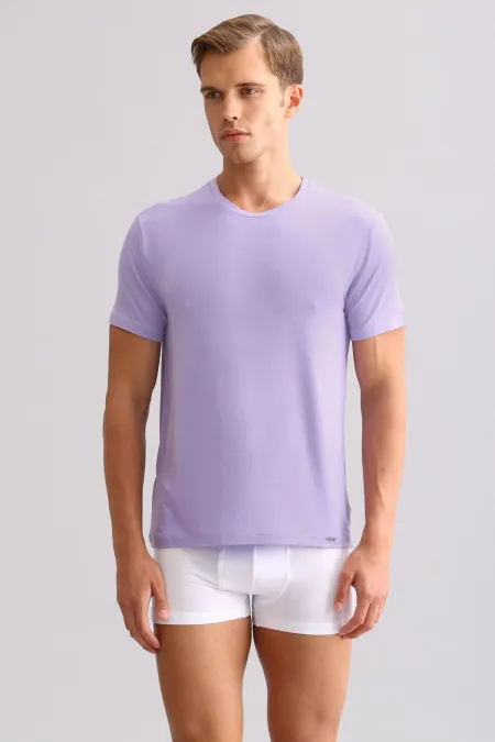 Mısırlı BAMBU ZEUS LUXURY Regular Fit Bisiklet Yaka Fanila / T-Shirt Mor