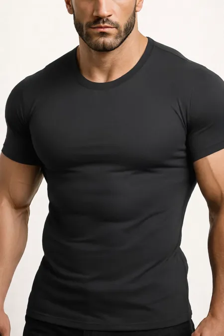 Mısırlı ORGANIC Pamuklu HERCULES Slim Fit Bisiklet Yaka Fanila / T-Shirt Antrasit