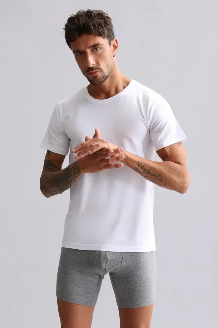 Mısırlı BAMBOO HERCULES Slim Fit Crew Neck Undershirt/T-Shirt White