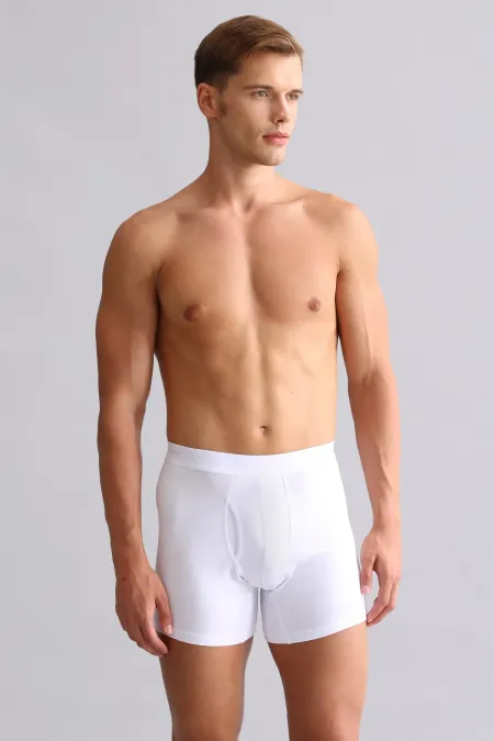 Boxer long blanc SPARTACUS PLUS PERFORMANCE en coton biologique égyptien