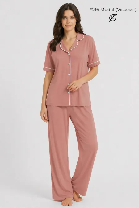 Egyptian Women's Modal Pajama Set Salmon