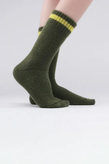 Mısırlı Kadın Soft Peluş Termal Tekli Soket Çorap Haki