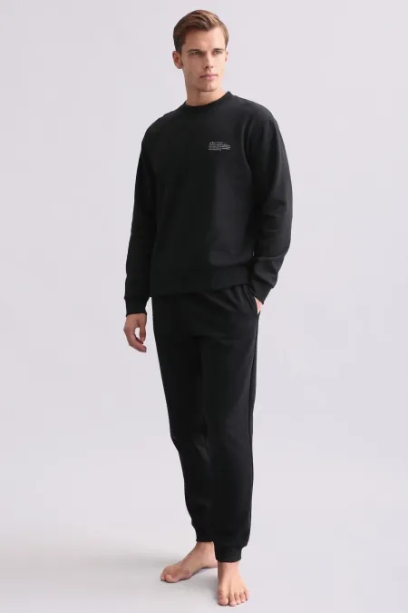 Ensemble pyjama noir à manches longues en coton pour homme, d'origine égyptienne.