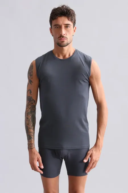 Mısırlı ORGANIC Cotton HERCULES Slim Fit Crew Neck Athletic Tank Top/T-Shirt Anthracite