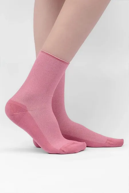 Mısırlı Kadın Bambu Tekli Diabetiker Lastiksiz Soket Çorap Pembe