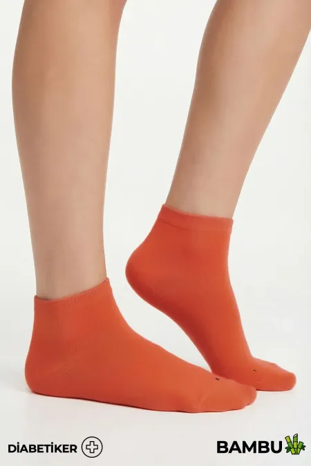 Unisex Bambu Diyabetik Sneaker Çorap Pas Kırmızı
