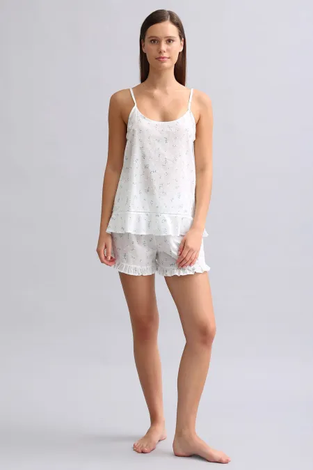 Mısırlı Kadın Vual İnce Askılı Atlet Beyaz