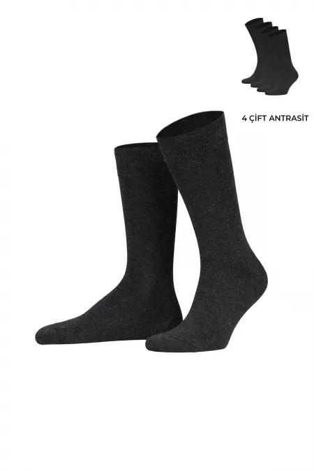 Men's Organic Cotton Winter Anthracite Socks (4 Pairs)