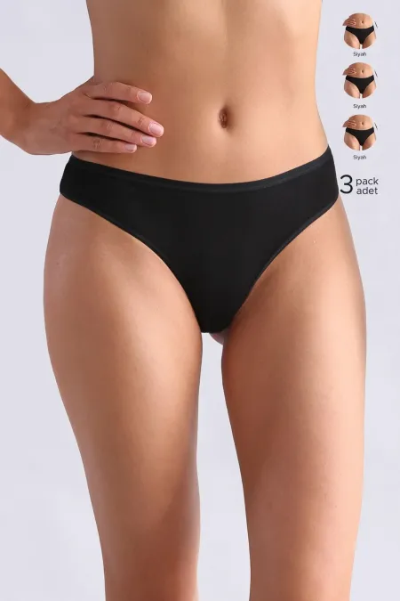 Modal By TENCEL HERA Brief Thin Elastic 3-Pack Slip Panties Black (from Mısırlı brand)