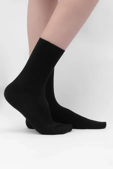 Mısırlı Kadın Bambu Tekli Diabetiker Lastiksiz Soket Çorap Siyah