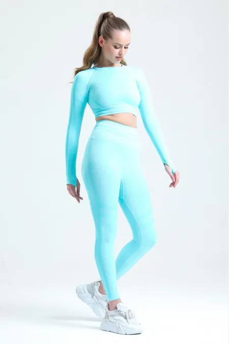 Ensemble legging court gainant pour femme égyptienne, vert turquoise