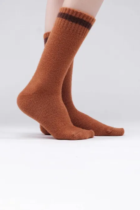 Chaussettes thermiques douces et moelleuses pour femmes égyptiennes, coloris tuile