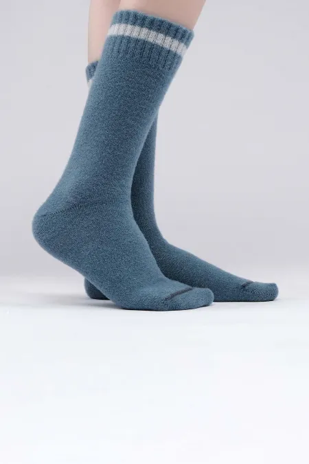 Chaussettes thermiques douces et moelleuses pour femmes, bleu pétrole, style égyptien