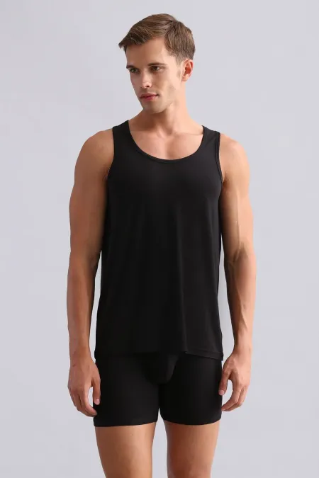 Mısırlı BAMBU ZEUS Regular Fit Basic Atlet / T-Shirt Siyah