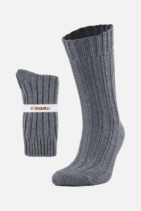 Chaussettes d'hiver unisexes égyptiennes en laine d'alpaga 5 fils, grises