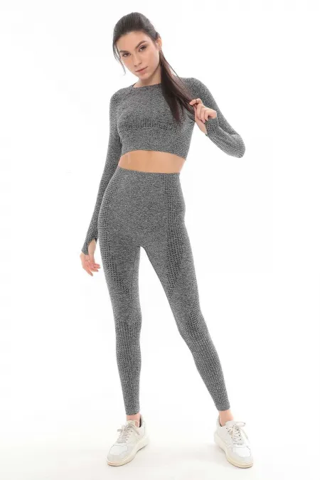 Mısırlı Women's Sports Leggings Set Grey Melange
