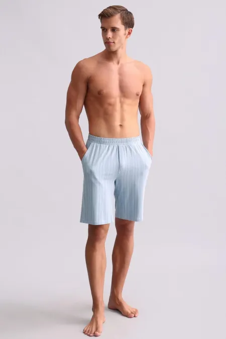 Short de pyjama en bambou bleu pour homme, style égyptien