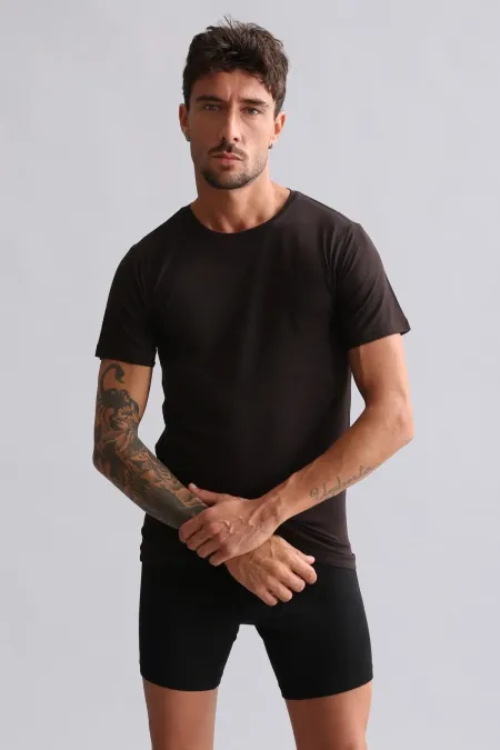 Mısırlı BAMBOO HERCULES Slim Fit Crew Neck Undershirt/T-Shirt Brown