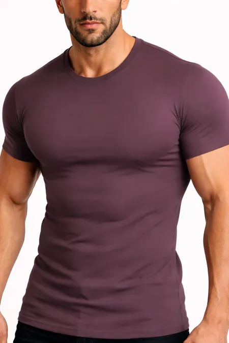Mısırlı ORGANIC Pamuklu HERCULES Slim Fit Bisiklet Yaka Fanila / T-Shirt Mor