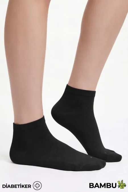 Unisex Bambu Diyabetik Sneaker Çorap Siyah