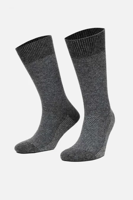Mısırlı Erkek Kuzu Yünü (Lambswool) Tekli Soket Çorap Füme