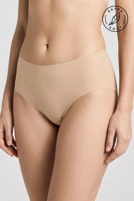 Egyptian Laser Cut High Waist Thong Beige