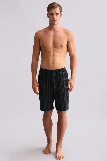 Short de pyjama en bambou noir pour homme, style égyptien