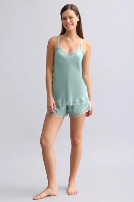 Mısırlı Kadın Bambu Şort Takımı Çağla Yeşili